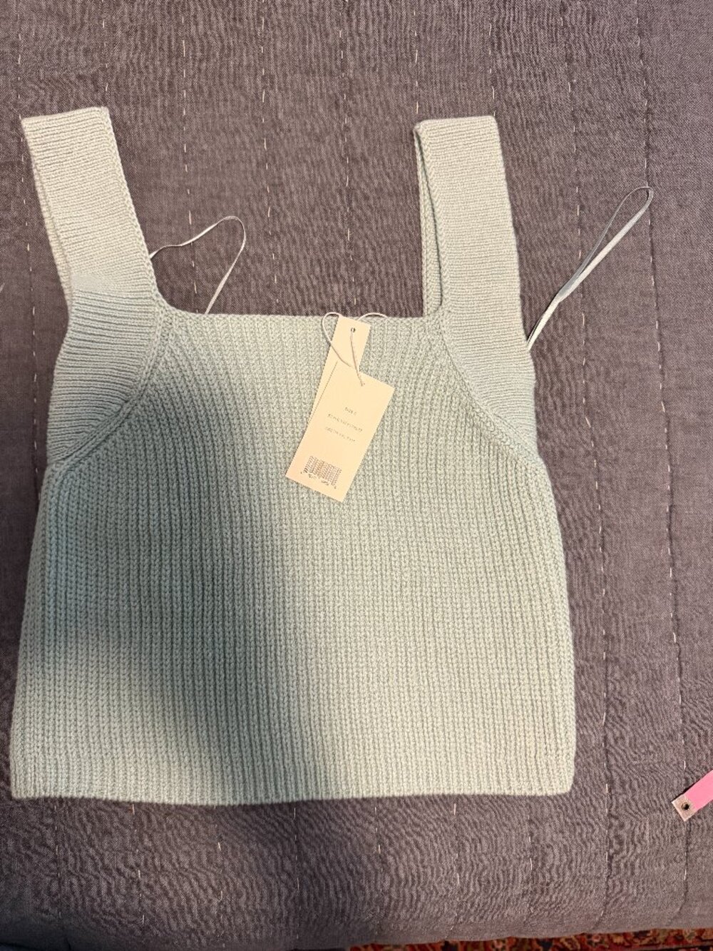 Vince NWT Seafoam Green Ribbed Knit Cropped Tank Top Size S